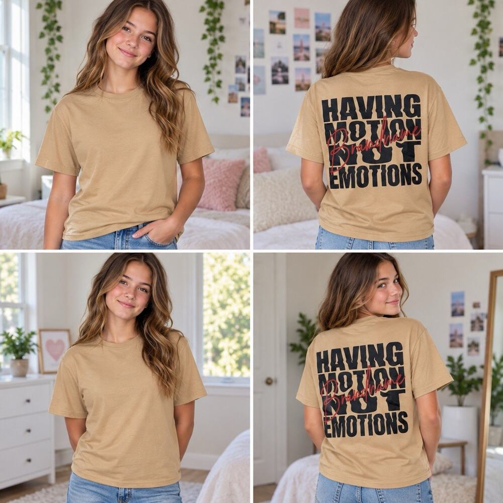 SHEIN Girls 13Y Tan Brandywine Graphic Back Print T-Shirt New